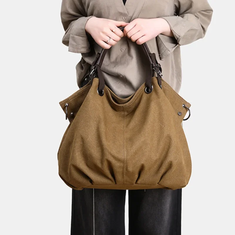 Workwear Canvas Bag Brand Lazy Style High-quality Retro Large Capacity Commuting Class Travel Tote Women Hand-held Shoulder Bag
Workwear Canvas Bag Brand Lazy Style High-quality Retro Large Capacity Commuting Class Travel Tote Women Hand-held Shoulder Bag