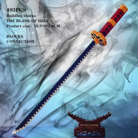 Samurai Sword Building Blocks Ninja Blade Katana Japanese Anime Butterfly Nichirin Knife Bricks Kids Toys Desktop Decoration