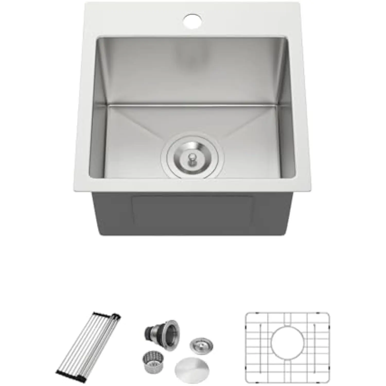 15 英寸 Drop in Wet Bar Sink Stainless Steel Topmount 15×15 Bar Prep Sink 16 Gauge Single Bowl Small Kitchen Sink with Round C
15 英寸 Drop in Wet Bar Sink Stainless Steel Topmount 15×15 Bar Prep Sink 16 Gauge Single Bowl Small Kitchen Sink with Round C