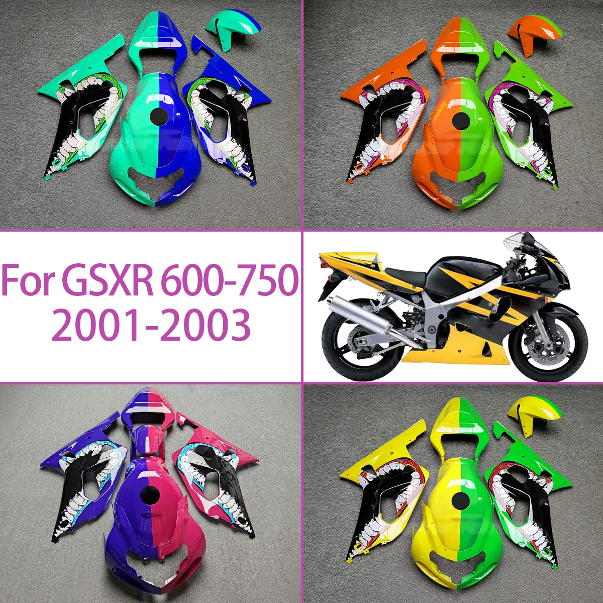 For SUZUKI 2001 2002 2003 GSXR 600-750 ABS Plastic Fairings 01 02 03 GSXR600 GSXR750 Motorcycle Fairing Kit
For SUZUKI 2001 2002 2003 GSXR 600-750 ABS Plastic Fairings 01 02 03 GSXR600 GSXR750 Motorcycle Fairing Kit
