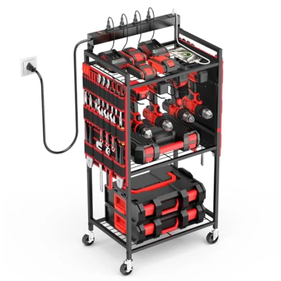Garage Large Power Tool Organizer Cart with 8 Outlet 3 USB Charging Station Floor Rolling Drill and Tools Battery Storage Cart
Garage Large Power Tool Organizer Cart with 8 Outlet 3 USB Charging Station Floor Rolling Drill and Tools Battery Storage Cart