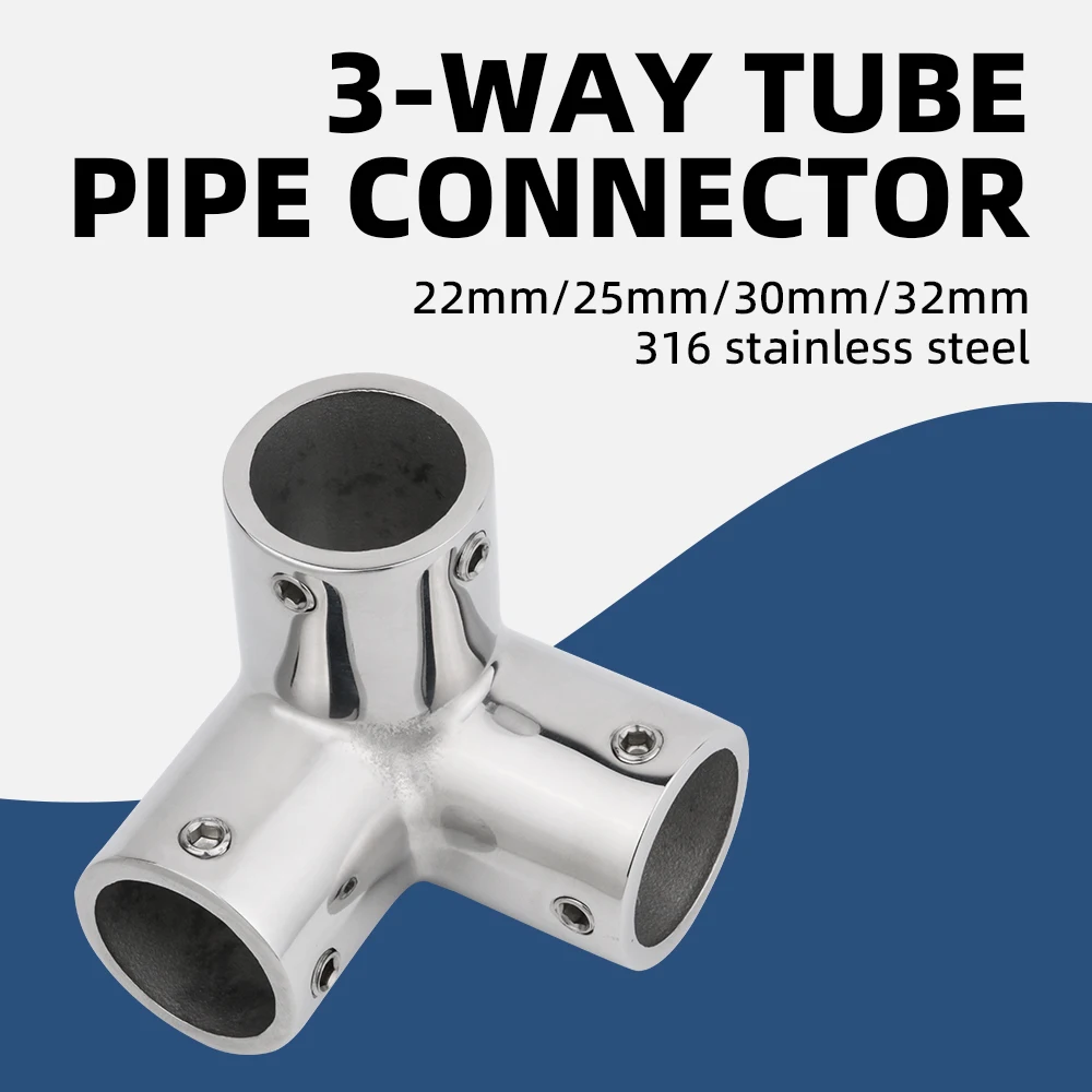 316 Stainless Steel 3-Way Corner Rail Fitting for Boats Pipe Connector Marine Hardware Compatible with 22/25/30/32mm Tubing
316 Stainless Steel 3-Way Corner Rail Fitting for Boats Pipe Connector Marine Hardware Compatible with 22/25/30/32mm Tubing