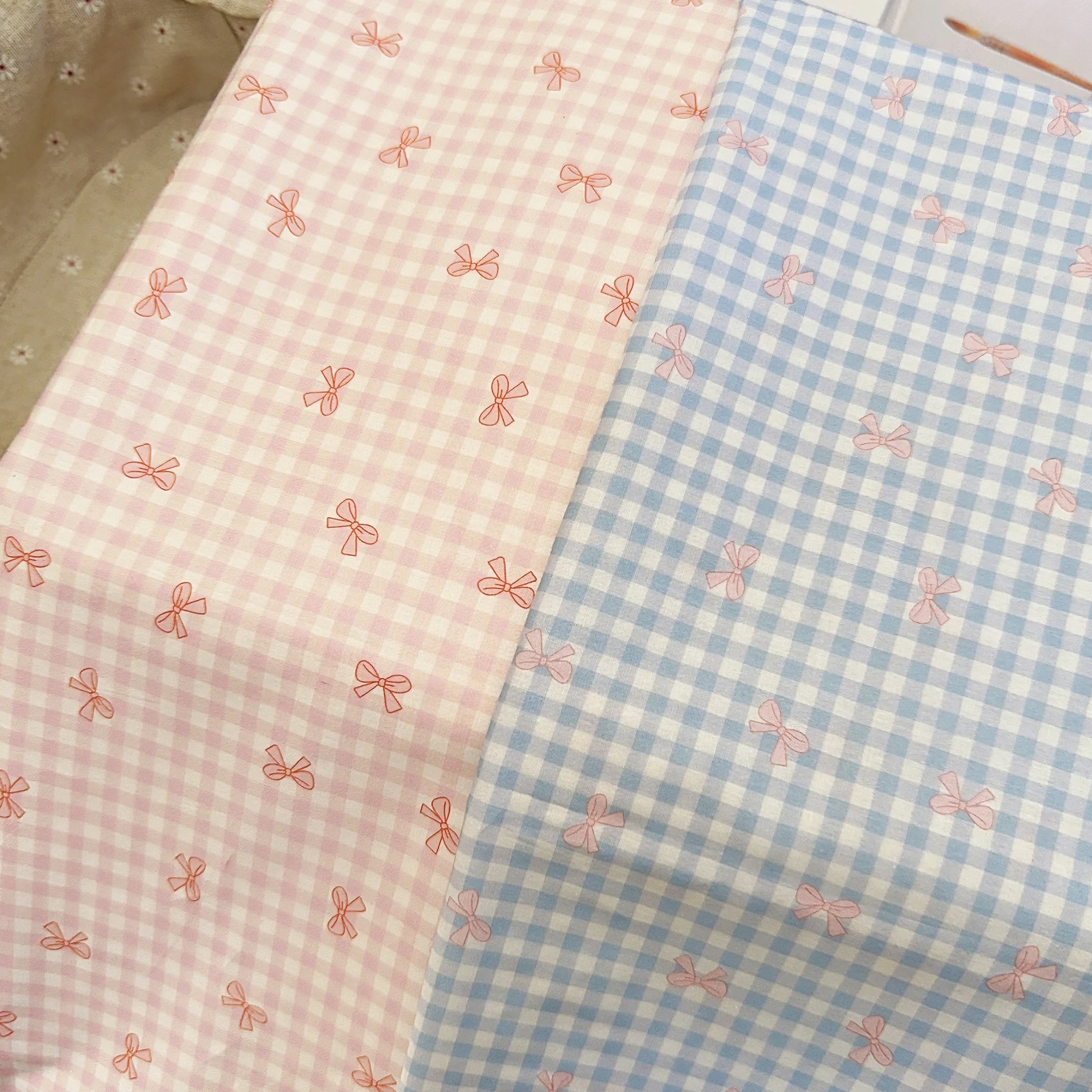 Kawaii Bowknot Gingham Check Cotton Fabric Clothing Nightgown Pillow Cover Curtain DIY Handmade Sewing Fabric Sold By Meter
Kawaii Bowknot Gingham Check Cotton Fabric Clothing Nightgown Pillow Cover Curtain DIY Handmade Sewing Fabric Sold By Meter