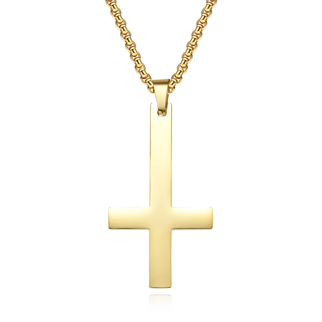 Religious Inverted Cross Pendant Gold Silver Color Stainless Steel Satanism Faith Amulet Necklace for Woman Men Jewelry Gift
Religious Inverted Cross Pendant Gold Silver Color Stainless Steel Satanism Faith Amulet Necklace for Woman Men Jewelry Gift