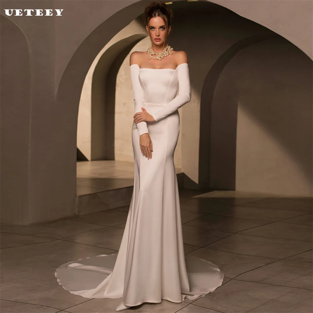 UETEEY Customized Off Shoulder Simple Crepe Mermaid Wedding Dress Women Elegant Illusion Back Floor Length vestidos de novia
UETEEY Customized Off Shoulder Simple Crepe Mermaid Wedding Dress Women Elegant Illusion Back Floor Length vestidos de novia