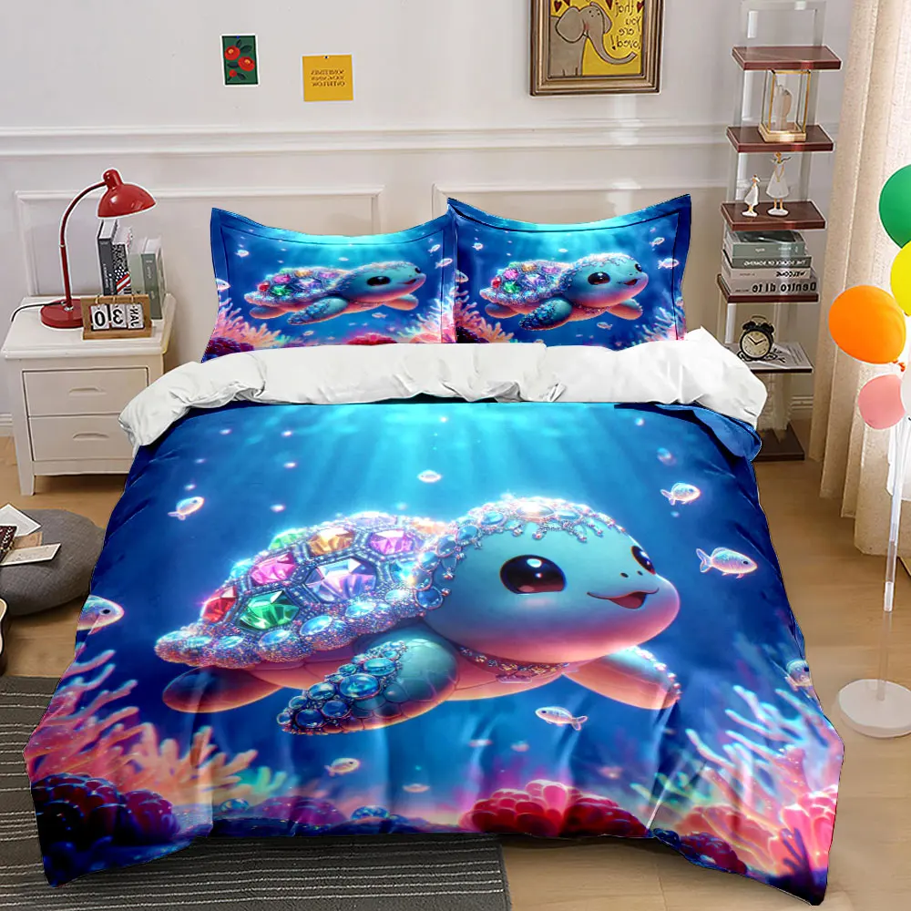 Shimmering Jewel-Encrusted Sea Turtle Duvet Cover Set with 3D Printing Design Soft Polyester Bedding Set All-Season Comfort
Shimmering Jewel-Encrusted Sea Turtle Duvet Cover Set with 3D Printing Design Soft Polyester Bedding Set All-Season Comfort