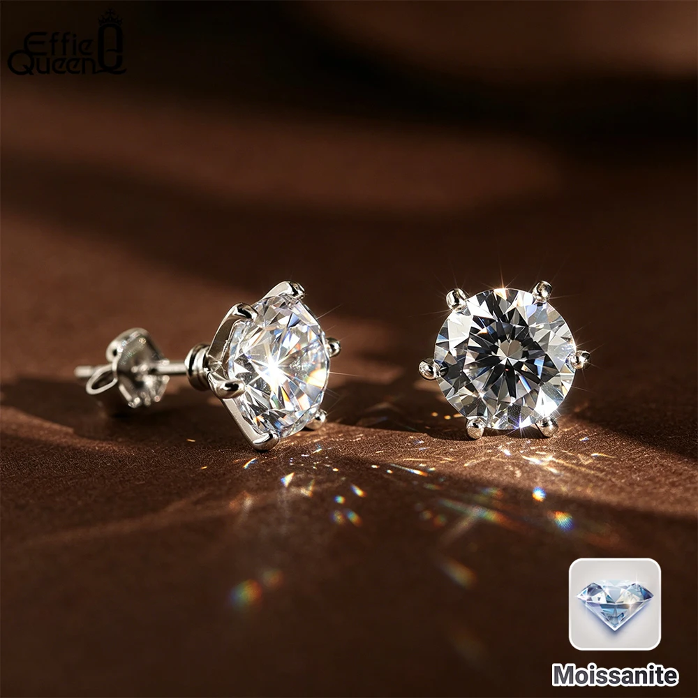 Effie Queen Fashion 925 Sterling Silver D Color Moissanite Stud Earrings Shiny Diamond Luxury Jewelry for Women Men Gift MOE03
Effie Queen Fashion 925 Sterling Silver D Color Moissanite Stud Earrings Shiny Diamond Luxury Jewelry for Women Men Gift MOE03