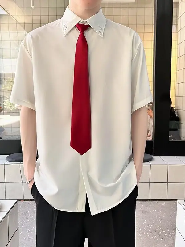 White Graduation Mens Short Sleeve Shirt Formal Japanese Style Loose Fit Breathable Ice Silk College Style Button up Casual
White Graduation Mens Short Sleeve Shirt Formal Japanese Style Loose Fit Breathable Ice Silk College Style Button up Casual
