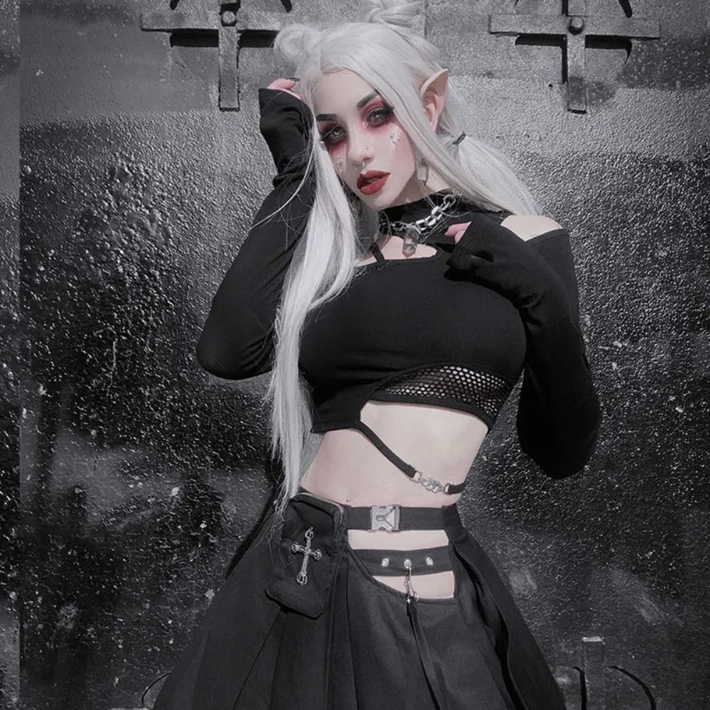 Новый осенний женский асимметричный топ в уличном стиле — ажурная сетчатая панель, облегающая блузка с длинными рукавами 
Новый осенний женский асимметричный топ в уличном стиле — ажурная сетчатая панель, облегающая блузка с длинными рукавами