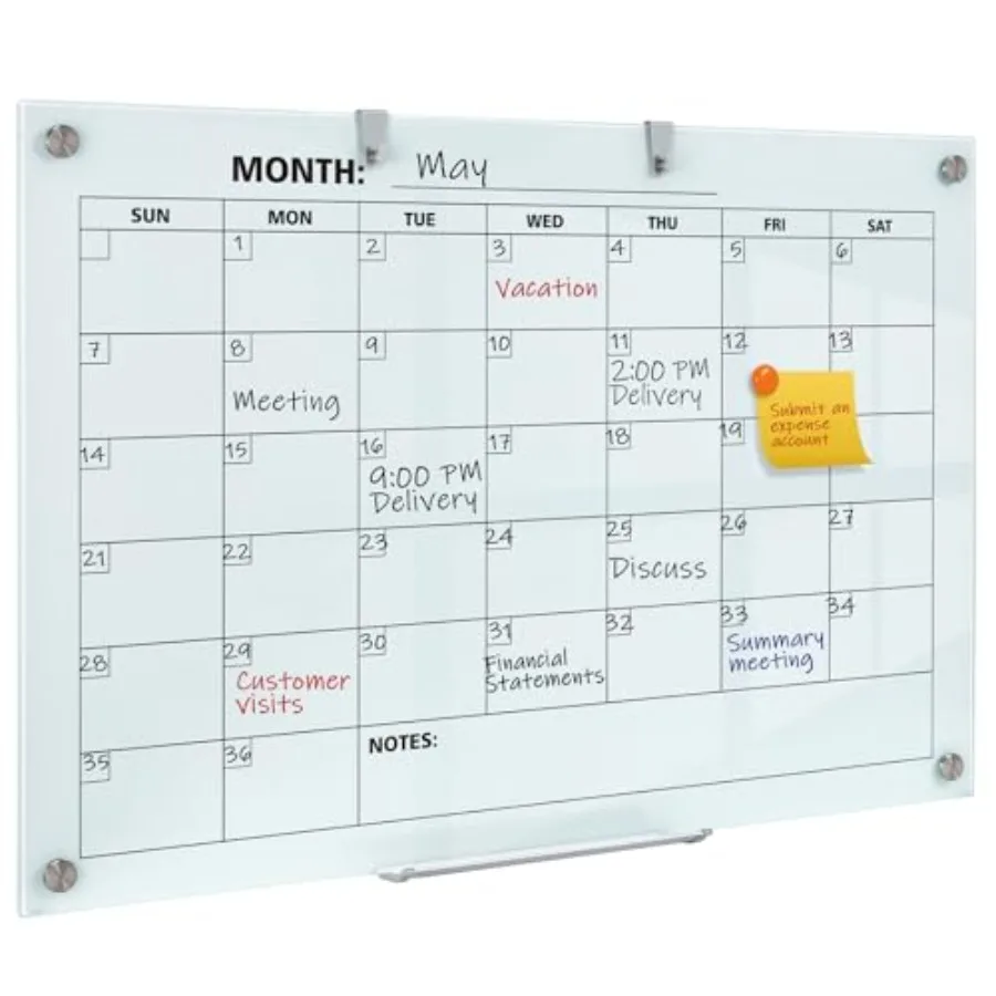 Glass Dry Erase Calendar for Wall 36 x 24 Inches Magnetic Glass Calendar Whiteboard 3' x 2' Frameless Monthly Planner Board for
Glass Dry Erase Calendar for Wall 36 x 24 Inches Magnetic Glass Calendar Whiteboard 3' x 2' Frameless Monthly Planner Board for