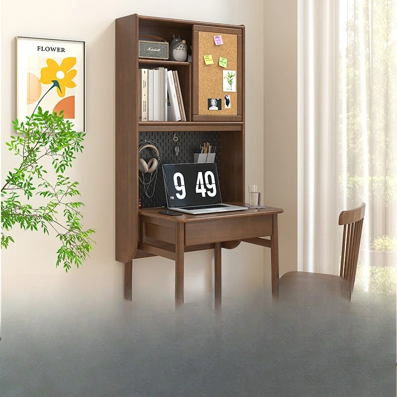 Solid wood desk bookshelf bookcase integrated household hole board small bedroom study computer desk office with shelf
Solid wood desk bookshelf bookcase integrated household hole board small bedroom study computer desk office with shelf