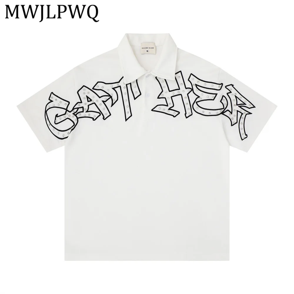 MWJLPWQ Gothic Letter Embroidered Shirt For Men Trendy Studded Decoration Design Loose Fit Turn-Down Collar Tops Summer 15205
MWJLPWQ Gothic Letter Embroidered Shirt For Men Trendy Studded Decoration Design Loose Fit Turn-Down Collar Tops Summer 15205