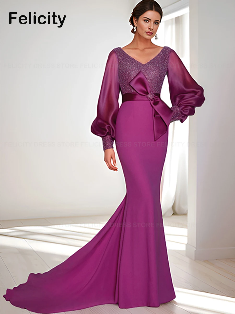 Gorgeous Mother of the Bride Dress 2023 Mermaid V-Neck Formal Wedding Guest Dresses Sweep Train Sequined Bow Evening Party Gowns
Gorgeous Mother of the Bride Dress 2023 Mermaid V-Neck Formal Wedding Guest Dresses Sweep Train Sequined Bow Evening Party Gowns