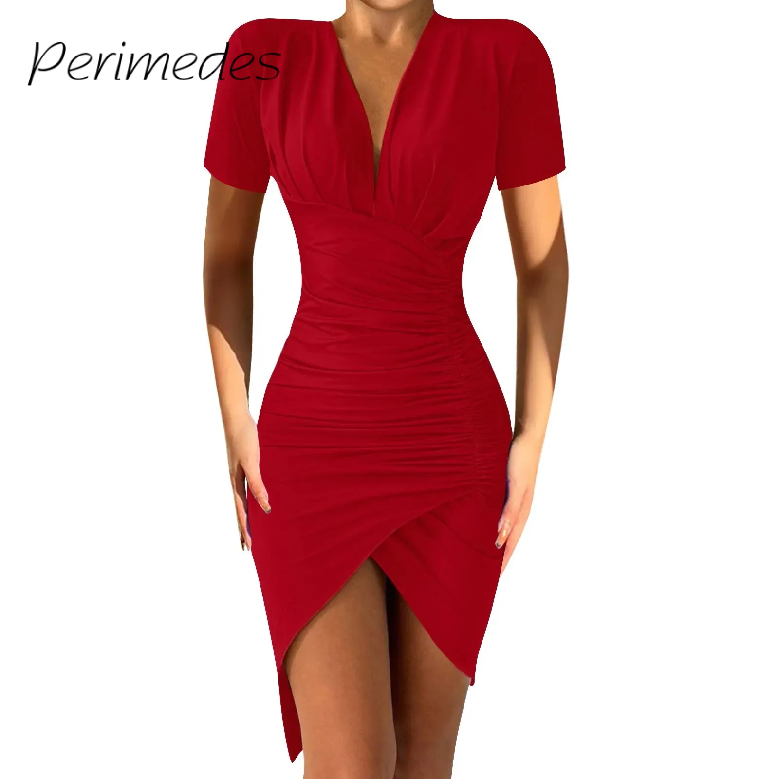 Dress For Ladies Wrap Slimming Shaping V-Neck Short Sleeve Split Wrap Elegant Ruched Cocktail Party Midi Dress Banquet Dress
Dress For Ladies Wrap Slimming Shaping V-Neck Short Sleeve Split Wrap Elegant Ruched Cocktail Party Midi Dress Banquet Dress