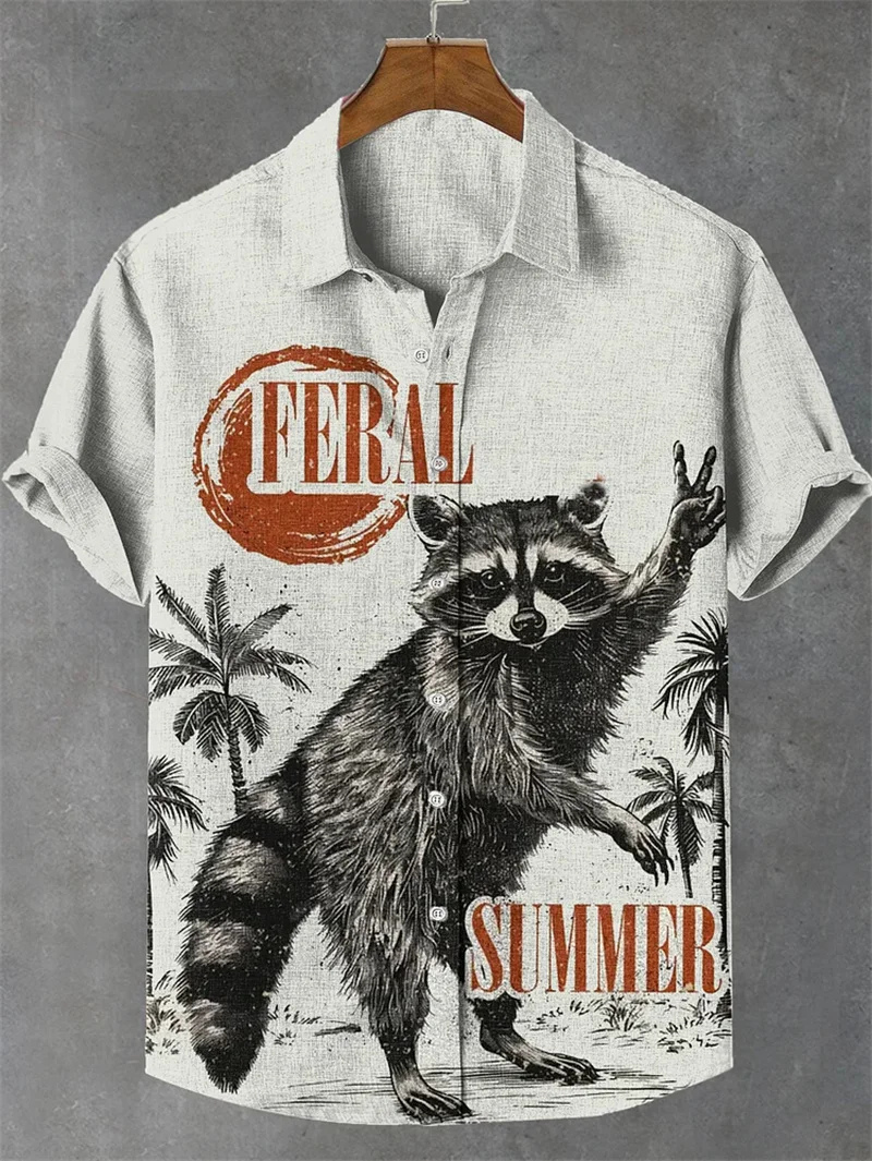 Street Hawaiian loose and comfortable short sleeved men's clothing trend high-end men's shirt 3D printed raccoon cat shirt 2024
Street Hawaiian loose and comfortable short sleeved men's clothing trend high-end men's shirt 3D printed raccoon cat shirt 2024