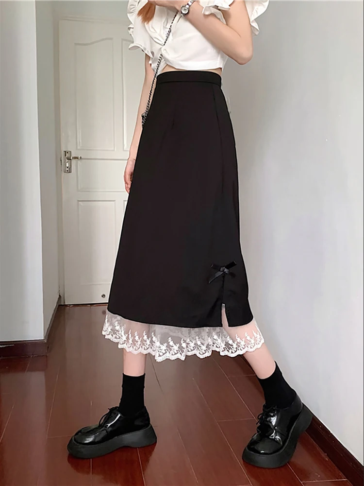 Lace Patchwork Irregular Edge Split Knitted Skirts Korean Fashion Elastic High Waist Warm A-line Skirts Women Elegant Midi Skirt
Lace Patchwork Irregular Edge Split Knitted Skirts Korean Fashion Elastic High Waist Warm A-line Skirts Women Elegant Midi Skirt