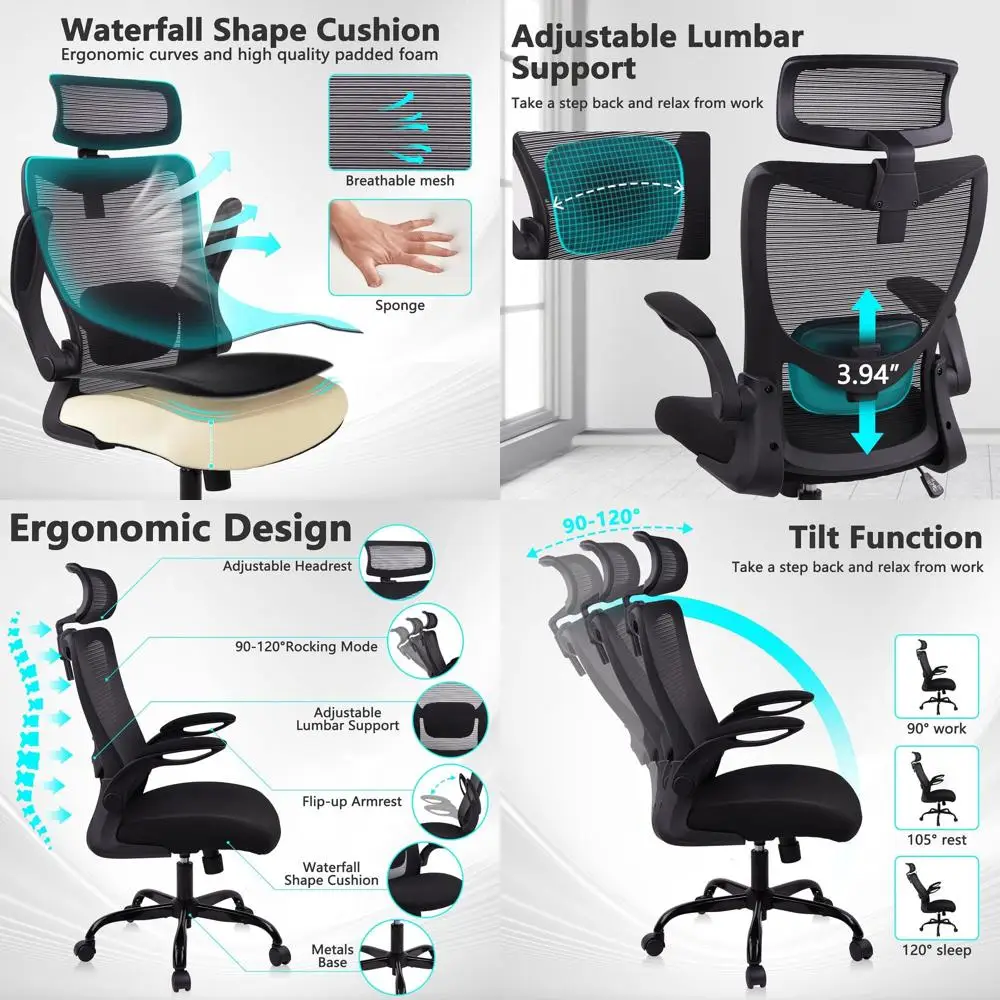 Heavy Duty Ergonomic Mesh Oice Chair 400LBS, Big and Tall Desk Chair with Adjustable Lumbar Support & rest, lip Up Padded Arms,
Heavy Duty Ergonomic Mesh Oice Chair 400LBS, Big and Tall Desk Chair with Adjustable Lumbar Support & rest, lip Up Padded Arms,