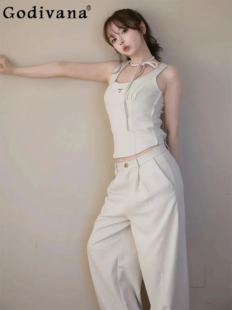 2026 Summer New Women's Matching Sets Casual Clothing Japanese Style Sweet Fashion Slim Sleeveless Tops and Pants 2-piece Set
2026 Summer New Women's Matching Sets Casual Clothing Japanese Style Sweet Fashion Slim Sleeveless Tops and Pants 2-piece Set