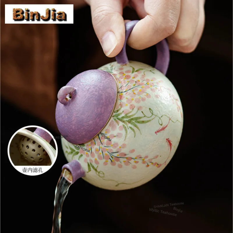 140ml Hand-painted Wisteria And Carp Teapot Traditional Tea Infuser Pot Tea Maker Kettle With Ball Hole Chinese Tea Set Gift
140ml Hand-painted Wisteria And Carp Teapot Traditional Tea Infuser Pot Tea Maker Kettle With Ball Hole Chinese Tea Set Gift