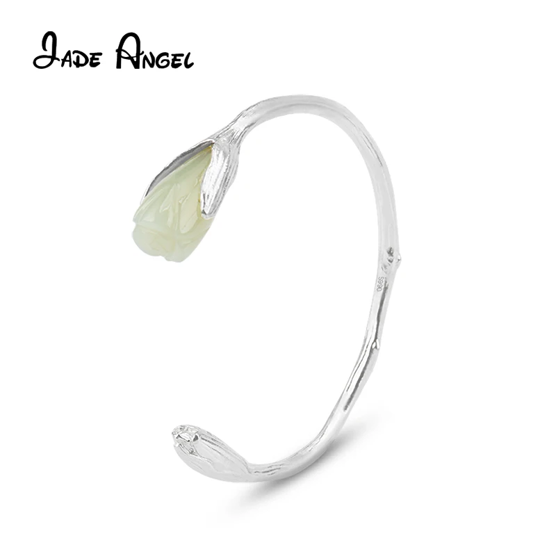 Hetian Jade Bracelet Handmade 990 Sterling Silver Rose Quartz Crystal Gardenia Open Bracelet Women Girls Free Shipping
Hetian Jade Bracelet Handmade 990 Sterling Silver Rose Quartz Crystal Gardenia Open Bracelet Women Girls Free Shipping
