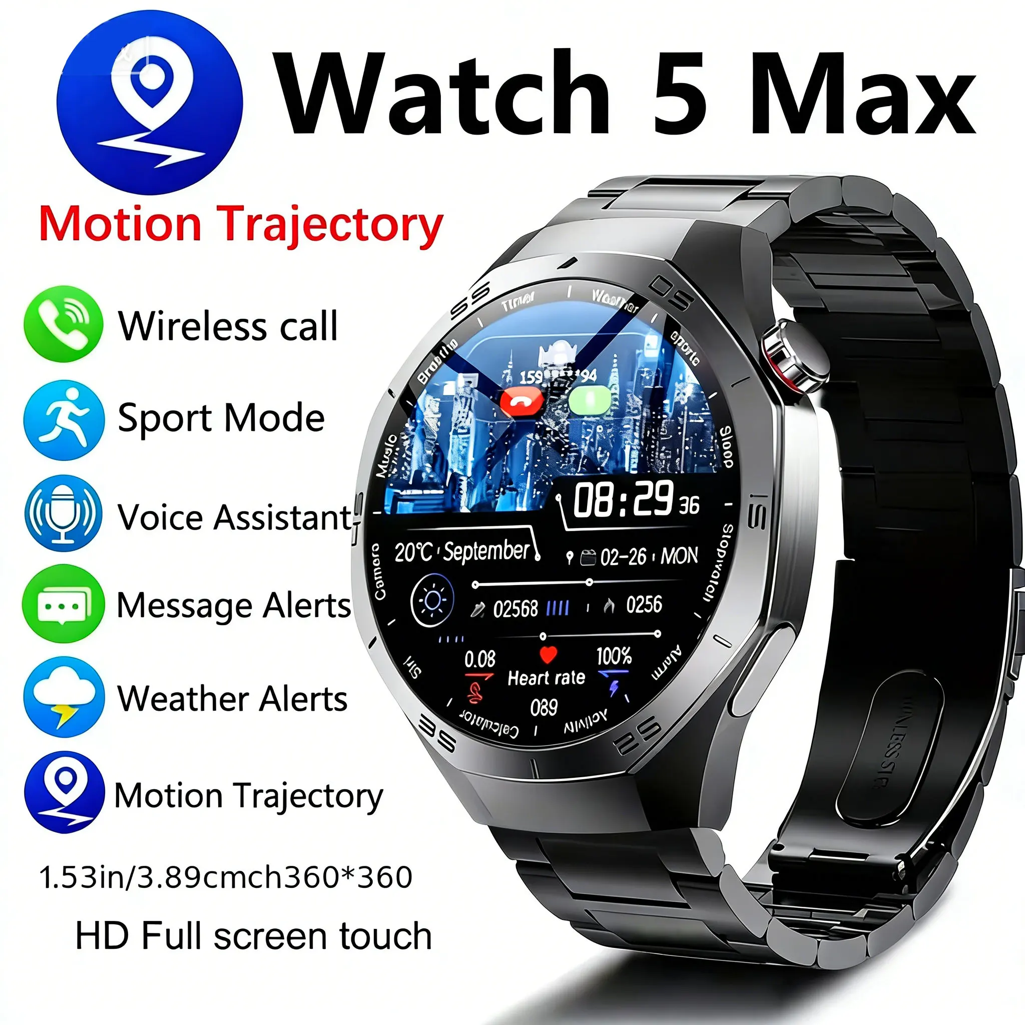 Новинка 2025 года: Умные часы для мужчин с AMOLED-экраном, GPS, отслеживанием траектории движения, измерением пульса, Bluetooth-звонками, водонепроницаемые, совместимые с Android и iOS.
Новинка 2025 года: Умные часы для мужчин с AMOLED-экраном, GPS, отслеживанием траектории движения, измерением пульса, Bluetooth-звонками, водонепроницаемые, совместимые с Android и iOS.