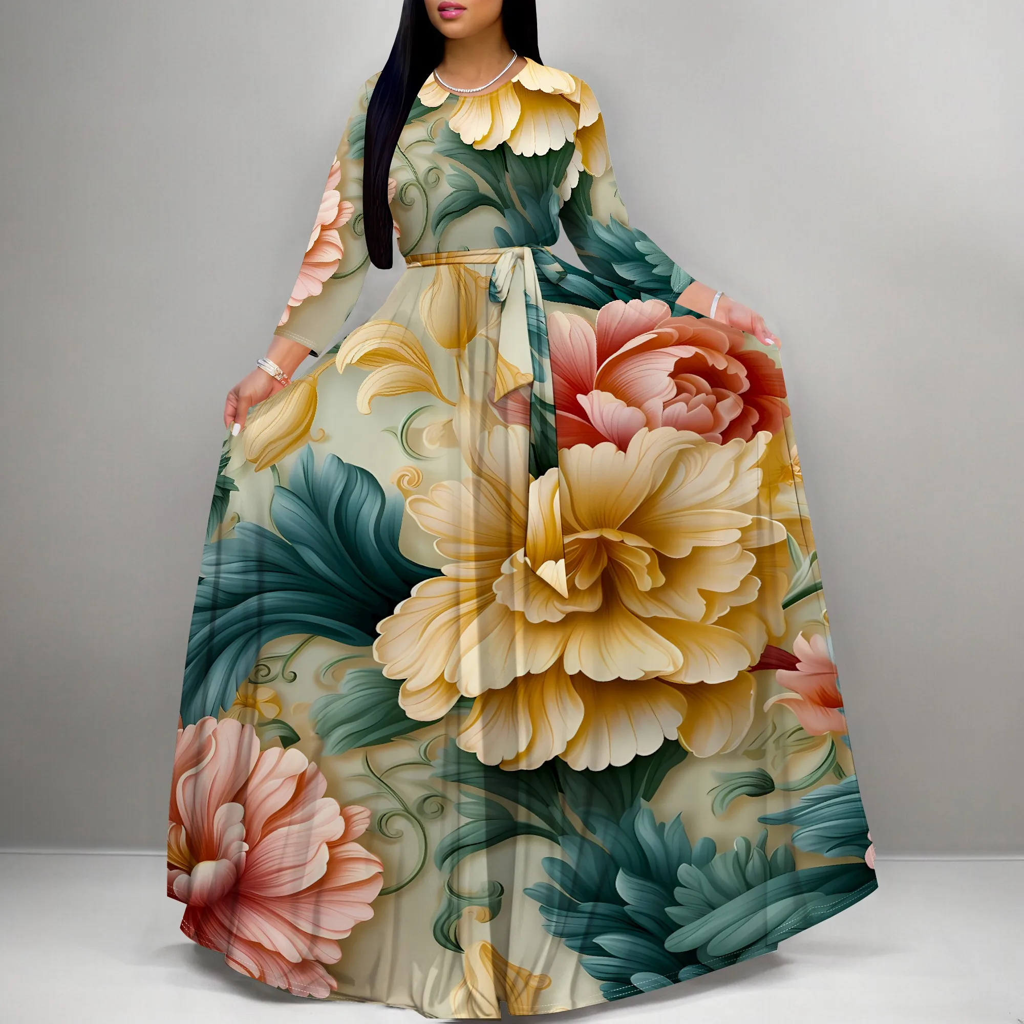 Luxury Peony Print 3/4 Sleeve Maxi Dress Women Belted Fall Elegant Outfit for Wedding or Brunch
Luxury Peony Print 3/4 Sleeve Maxi Dress Women Belted Fall Elegant Outfit for Wedding or Brunch
