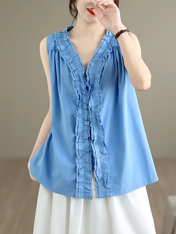 Artistic Earlet Lace V-neck Loose Sleeveless Shirt Women's Summer Anti-aging Color Vest Loose Fit Casual Shirt
Artistic Earlet Lace V-neck Loose Sleeveless Shirt Women's Summer Anti-aging Color Vest Loose Fit Casual Shirt