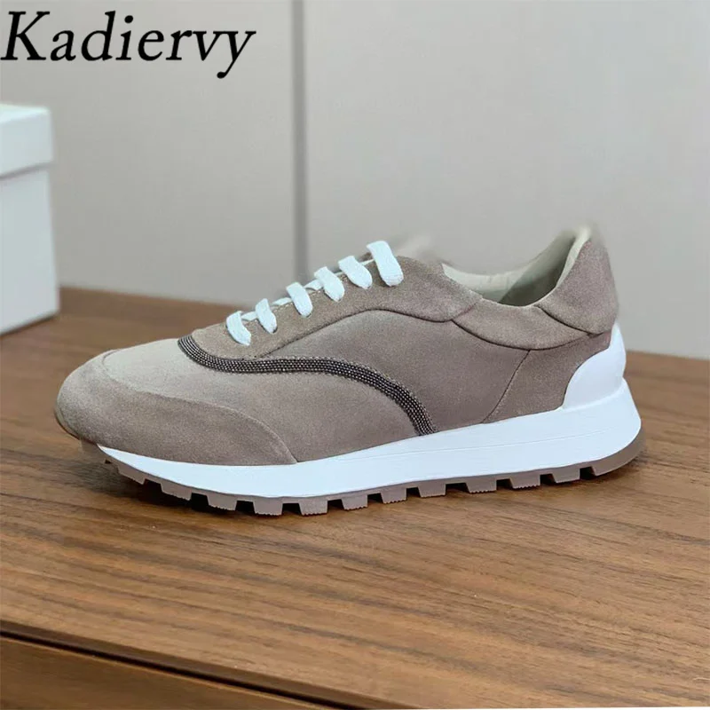2025 New Women's Sneakers Round Toe Lace Up Outdoors Running Shoes Woman Suede Patchwork String Bead Flat Sports Shoes Women
2025 New Women's Sneakers Round Toe Lace Up Outdoors Running Shoes Woman Suede Patchwork String Bead Flat Sports Shoes Women