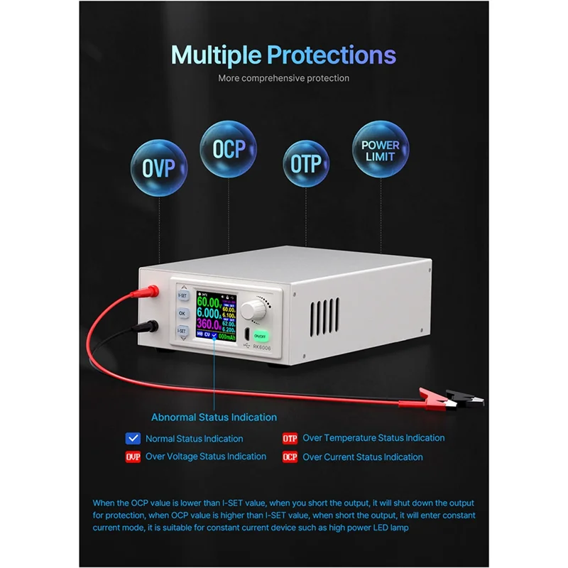 AT48-RD RK6006-C 60 В 6 А 4-значный регулируемый переменный ток в постоянный ток с цифровым управлением Стабилизированный лабораторный настольный источник питания Зарядка аккумулятора, прочный
AT48-RD RK6006-C 60 В 6 А 4-значный регулируемый переменный ток в постоянный ток с цифровым управлением Стабилизированный лабораторный настольный источник питания Зарядка аккумулятора, прочный