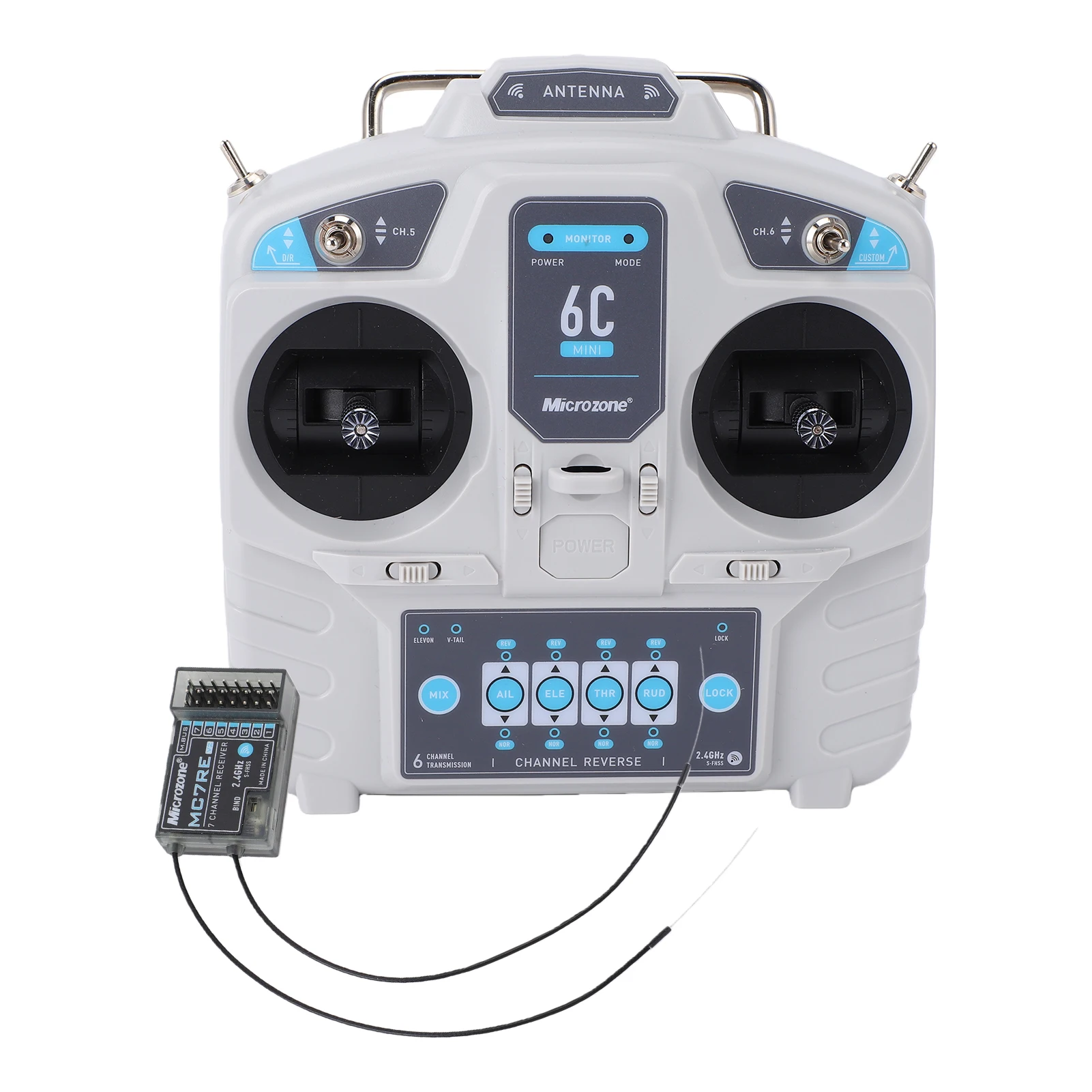 MC7RE 2.4GHz 6CH Remote Controller Mode 2 Transmitter and MC6RE Receiver Radio System for RC Airplane Multirotor Helicopter Car
MC7RE 2.4GHz 6CH Remote Controller Mode 2 Transmitter and MC6RE Receiver Radio System for RC Airplane Multirotor Helicopter Car