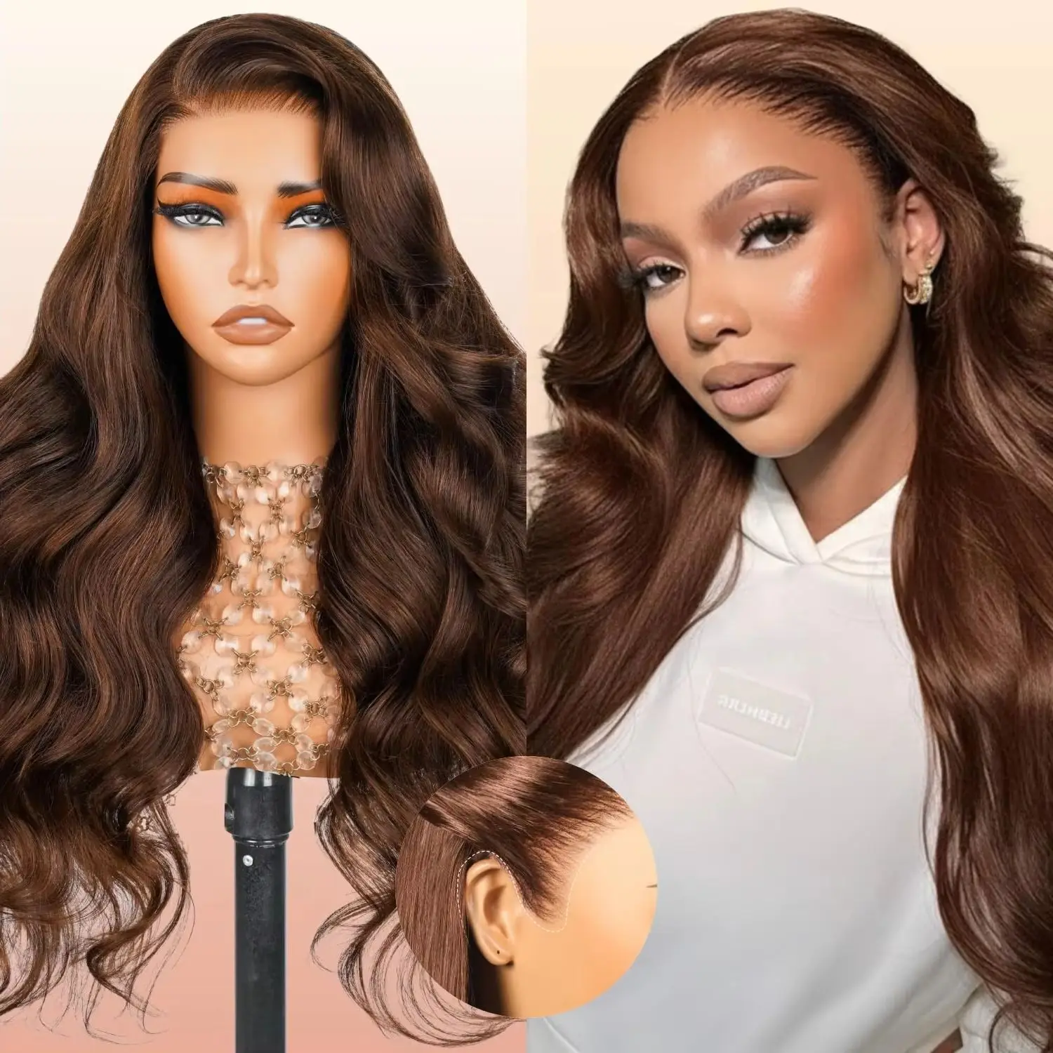 Dark Brown Body Wave 40 Inches Long-length 200% High Density 13x6 13x4 HD Transparent Lace Frontal Wig Chocolate Brown #4 Human Hair Wigs Brazilian Hair Pre Plucked For Women
Dark Brown Body Wave 40 Inches Long-length 200% High Density 13x6 13x4 HD Transparent Lace Frontal Wig Chocolate Brown #4 Human Hair Wigs Brazilian Hair Pre Plucked For Women