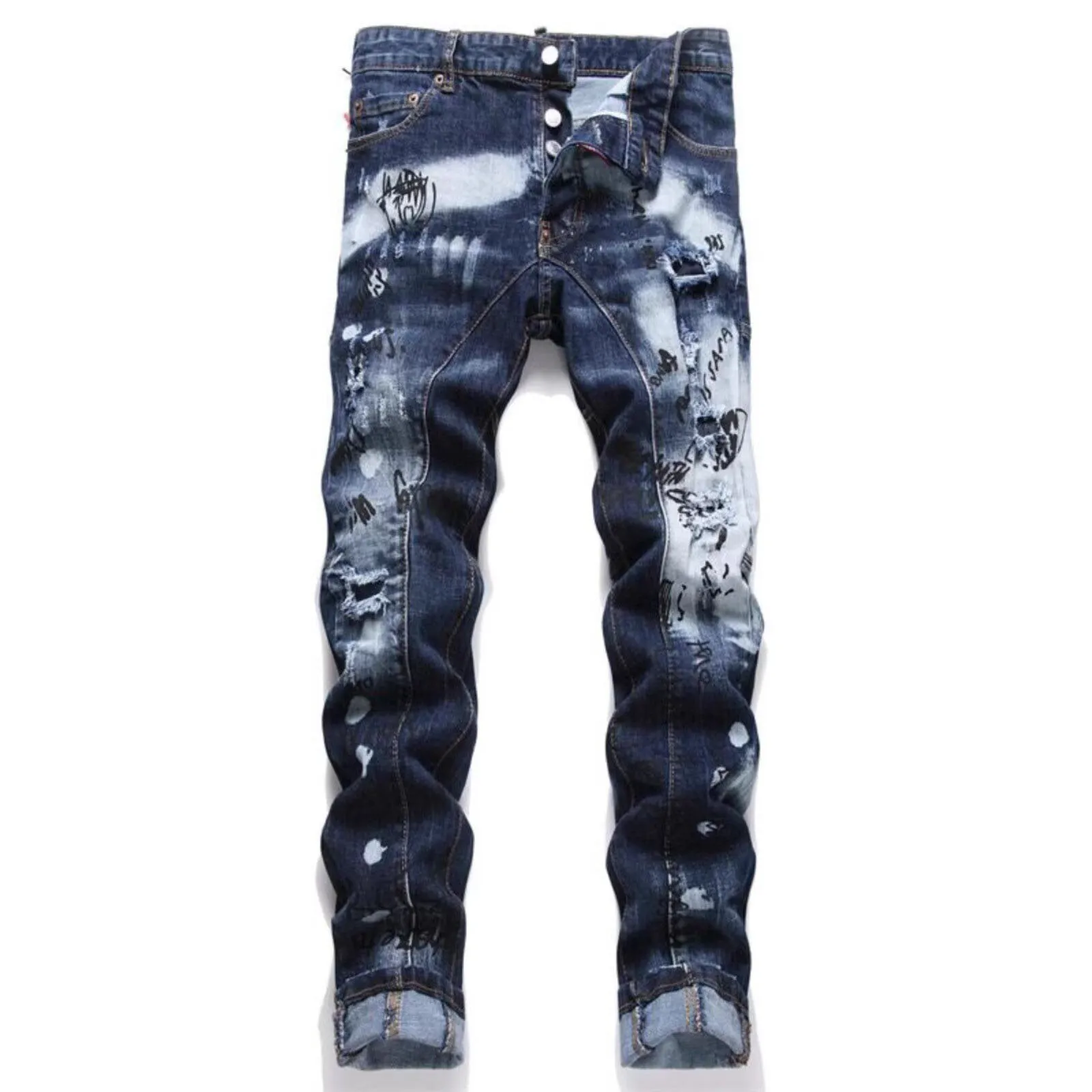 Distressed Graffiti Washed Tapered Jeans Men's Slim Fit Ripped Denim Pants Hip Hop Streetwear Y2k Punk Jeans Trousers Hole
Distressed Graffiti Washed Tapered Jeans Men's Slim Fit Ripped Denim Pants Hip Hop Streetwear Y2k Punk Jeans Trousers Hole