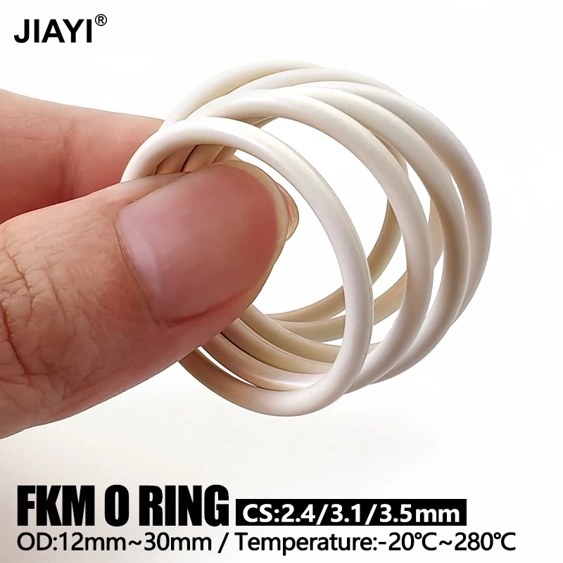 White FKM Vitons O-Rings CS 2.4 3.1 3.5mm Fluorine Rubber Washers Heat/Oil/Corrosion Resistant Automotive Plumbing Sealing Kit
White FKM Vitons O-Rings CS 2.4 3.1 3.5mm Fluorine Rubber Washers Heat/Oil/Corrosion Resistant Automotive Plumbing Sealing Kit