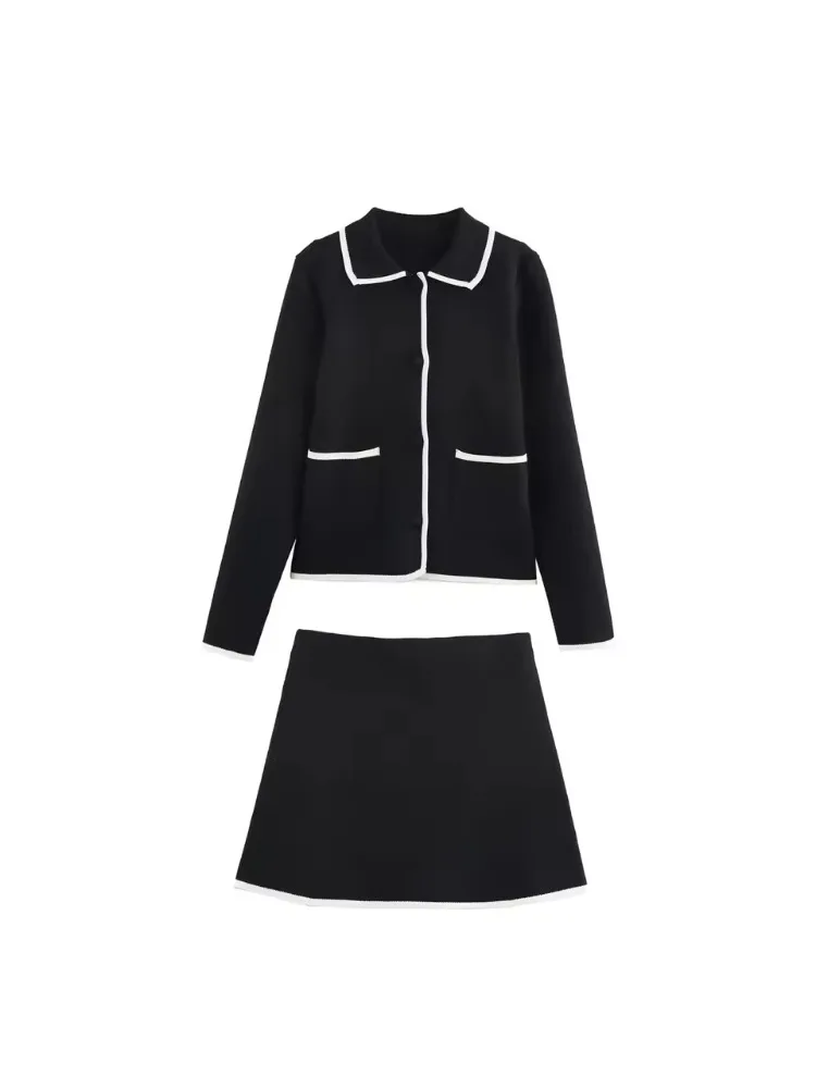ZBZA Women's Knitted Cropped Coat Skirt Suit Lapel Single Breasted Pocket Slim Jacket Elastic Waist A-line Skirt Spring New Set
ZBZA Women's Knitted Cropped Coat Skirt Suit Lapel Single Breasted Pocket Slim Jacket Elastic Waist A-line Skirt Spring New Set