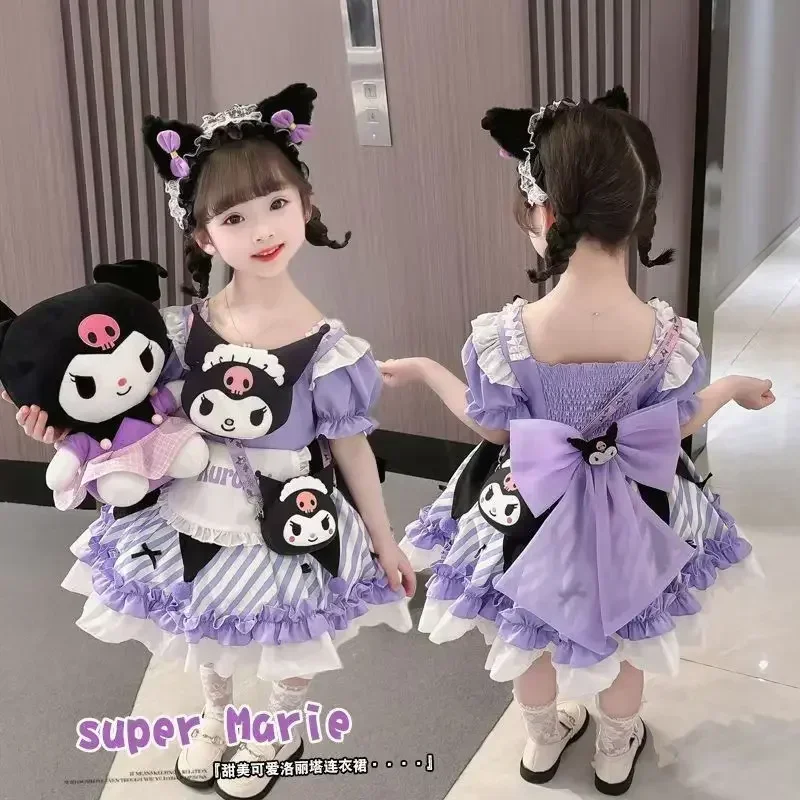 Sanrio Kuromi Princess Dress Girls Lolita Small, Medium and Large Children Summer New Dress Baby Girl Short-Sleeved Puff Skirt 
Sanrio Kuromi Princess Dress Girls Lolita Small, Medium and Large Children Summer New Dress Baby Girl Short-Sleeved Puff Skirt