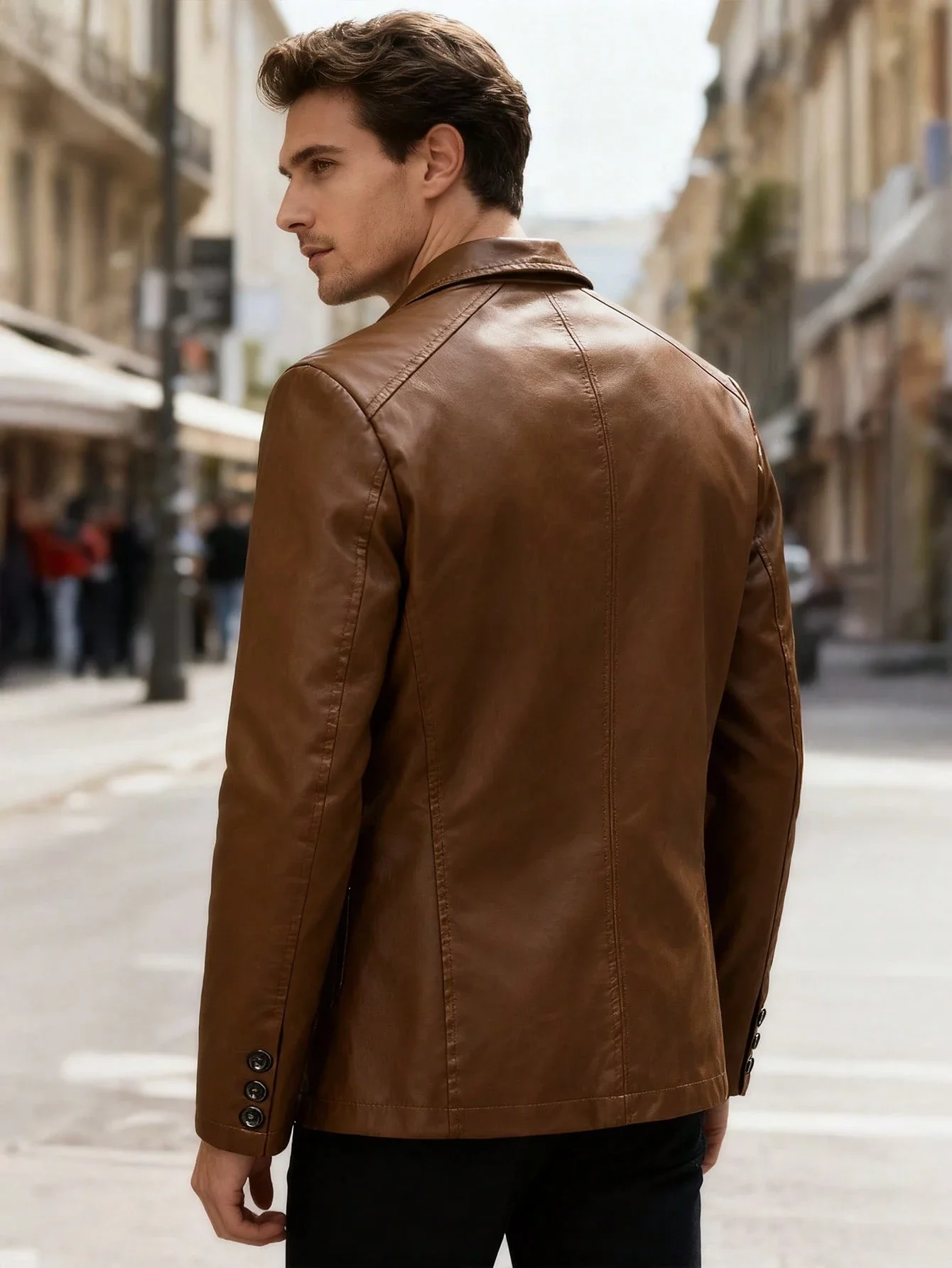 Men's Brown PU Leather Blazer Jacket Notched Collar Single Breasted Casual Lightweight
Men's Brown PU Leather Blazer Jacket Notched Collar Single Breasted Casual Lightweight