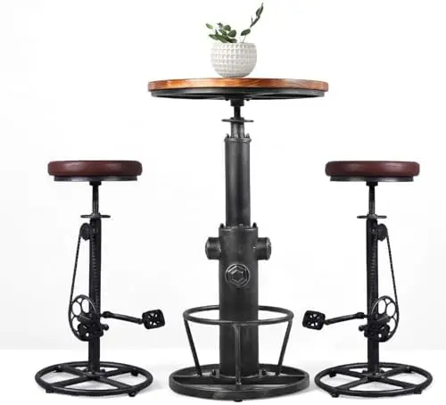 Rustic Industrial 3-Piece Coffee Table Set with Bike Stool – Vintage Farmhouse Bar Table & Chairs for Kitchen or Dining Room
Rustic Industrial 3-Piece Coffee Table Set with Bike Stool – Vintage Farmhouse Bar Table & Chairs for Kitchen or Dining Room