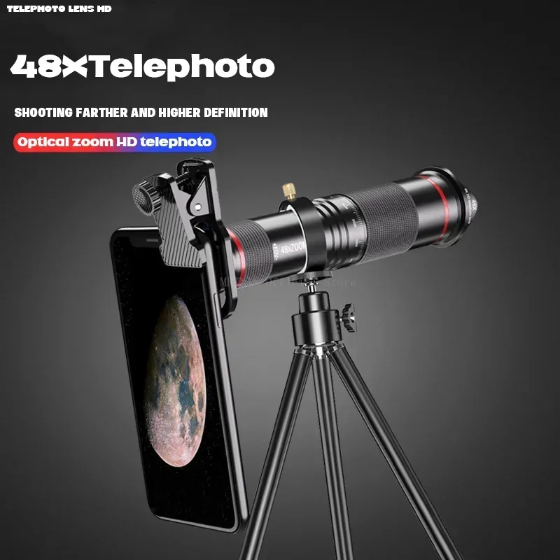 48x Telephoto Zoom Mobile Phone Lens Powerful Monocular Metal Telescope Mobile HD Telephoto Lens With Tripod For Camping
48x Telephoto Zoom Mobile Phone Lens Powerful Monocular Metal Telescope Mobile HD Telephoto Lens With Tripod For Camping