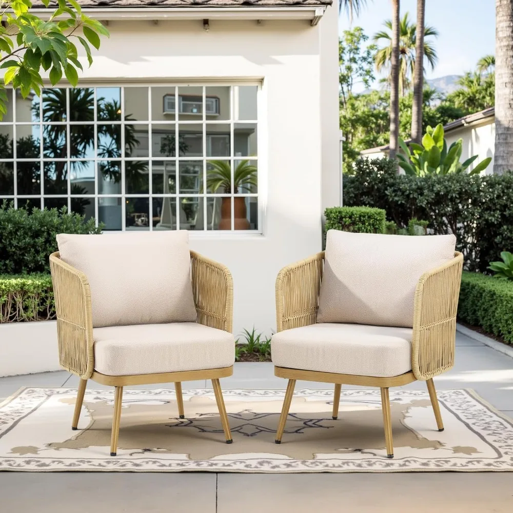 Outdoor Wicker Patio Chairs Set of 2, Rattan Barrel Chairs Patio Furniture Sets with 4“ Hight Desity Cushion
Outdoor Wicker Patio Chairs Set of 2, Rattan Barrel Chairs Patio Furniture Sets with 4“ Hight Desity Cushion