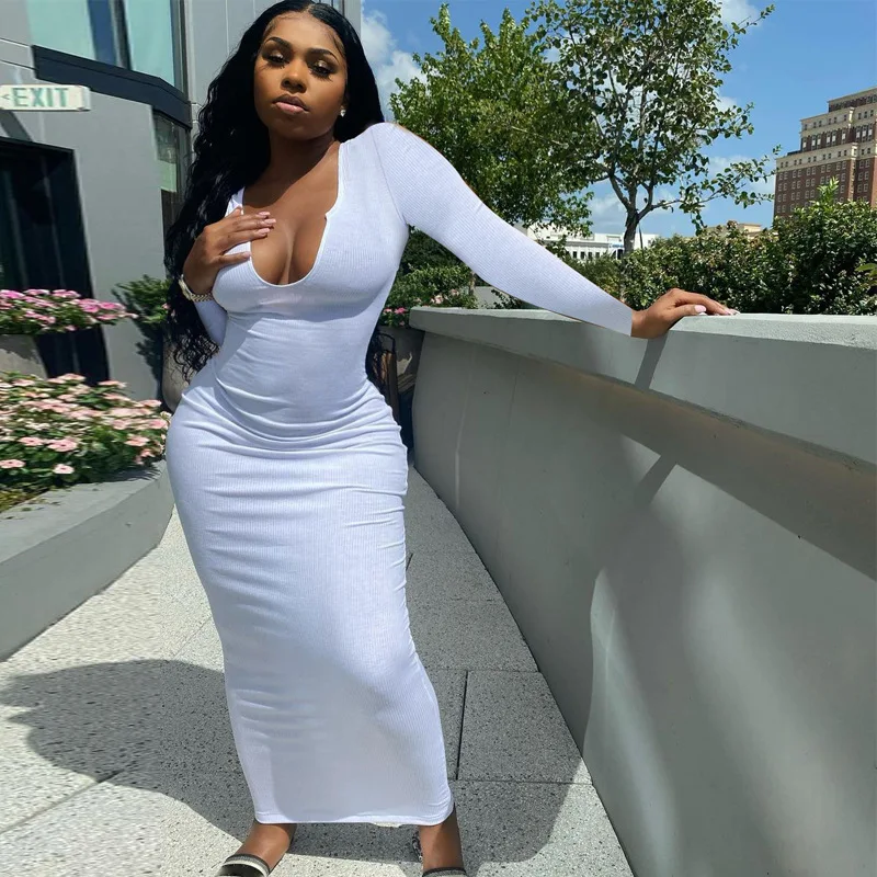 Ribbed Knitted Women Pure Long Sleeve Midi Dress V Neck Bodycon Sexy Streetwear Party Elegant 2023 Summer Slim Clothes
Ribbed Knitted Women Pure Long Sleeve Midi Dress V Neck Bodycon Sexy Streetwear Party Elegant 2023 Summer Slim Clothes