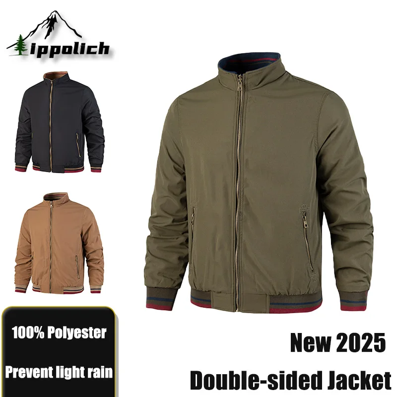 IPPOLICH Mans Double-Sided Wear Casual Jacket Solid Color Striped Stand Collar Casual Jackets Street Two-sided Retro Jacket
IPPOLICH Mans Double-Sided Wear Casual Jacket Solid Color Striped Stand Collar Casual Jackets Street Two-sided Retro Jacket