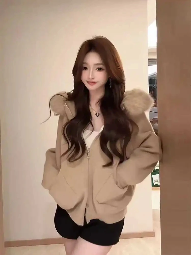 Y2k Autumn Loose Hooded Knitted faux furCardigan Female Oversize Pure Color CasuaCoats Offce Lady Streetwear Winter Clothing
Y2k Autumn Loose Hooded Knitted faux furCardigan Female Oversize Pure Color CasuaCoats Offce Lady Streetwear Winter Clothing