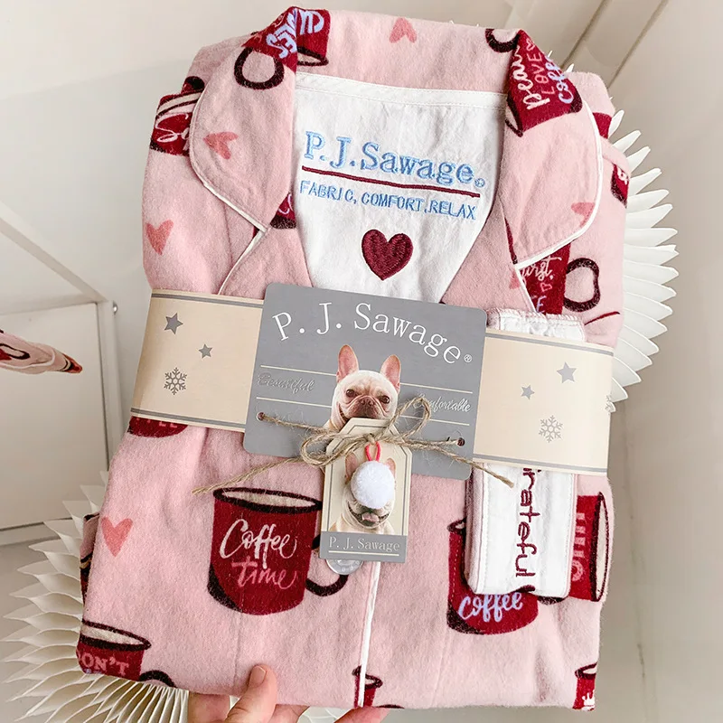 Spring Women PJS Cotton Ground Wool Sleepwear Warm Long Sleeve Pajama Set 2 Pieces Ladies Homewear Set Month Clothes Pijamas
Spring Women PJS Cotton Ground Wool Sleepwear Warm Long Sleeve Pajama Set 2 Pieces Ladies Homewear Set Month Clothes Pijamas