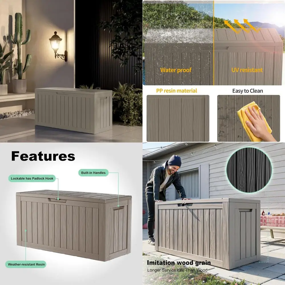 90 Gallon Outdoor Storage Box - Deck Box Container for Patio, Pool, and Garden-Waterproof and UV Resistant Resin,Lockable (Grey)
90 Gallon Outdoor Storage Box - Deck Box Container for Patio, Pool, and Garden-Waterproof and UV Resistant Resin,Lockable (Grey)