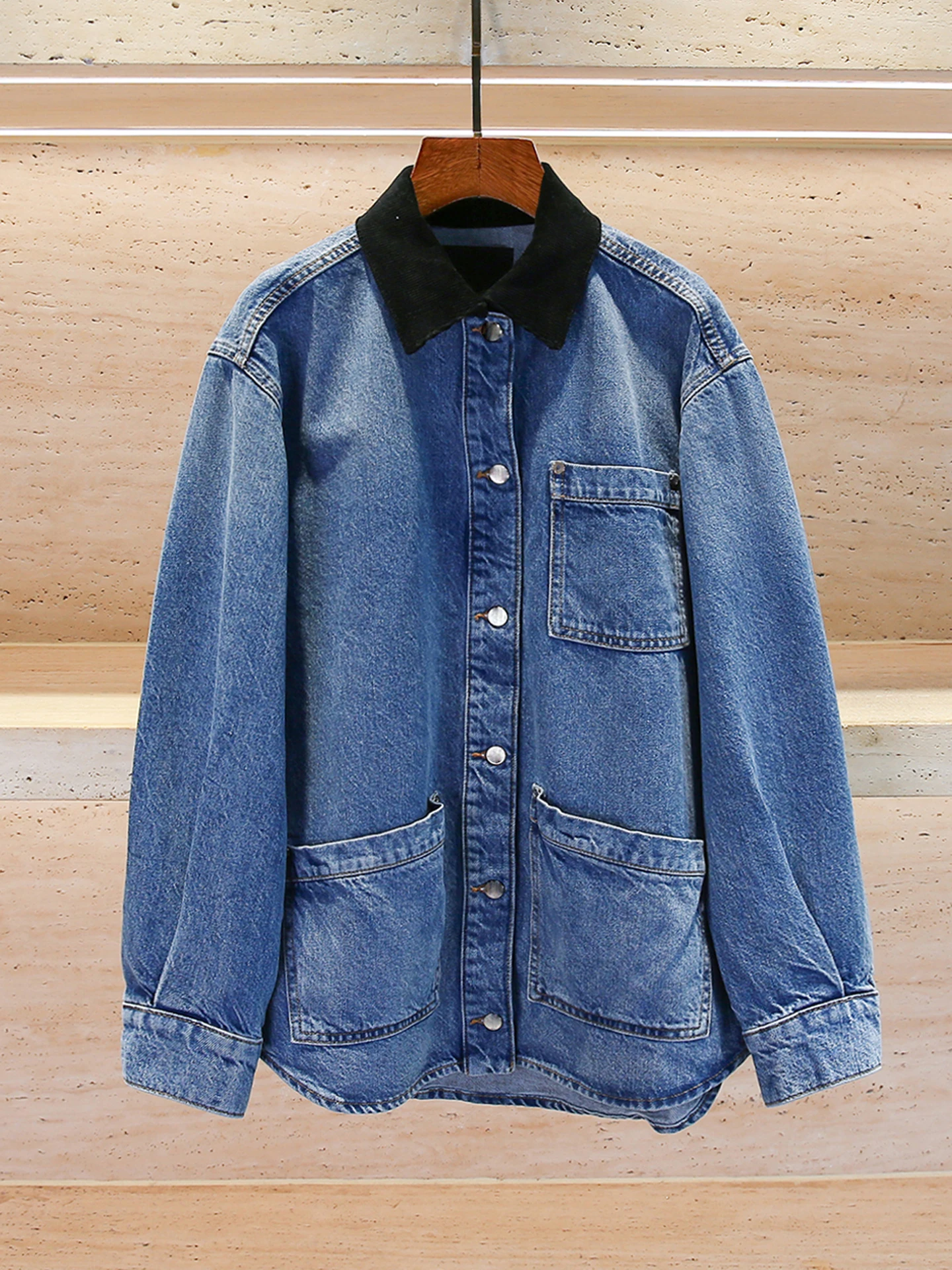 M Home Southern Oil High End Women's Faion Patchwork Corduroy Denim Jaet Collar Coat Autumn Winter Ladies Outerwear
M Home Southern Oil High End Women's Faion Patchwork Corduroy Denim Jaet Collar Coat Autumn Winter Ladies Outerwear