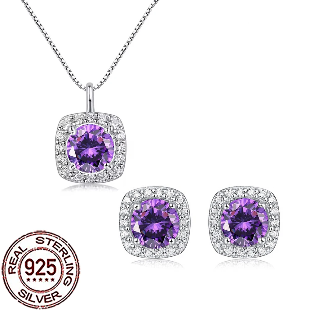 CWWZircons 925 Sterling Silver Charming Purple Square CZ Zircon Necklace 2Pcs Sets for Women Fine Anniversary Jewelry Gift ST045
CWWZircons 925 Sterling Silver Charming Purple Square CZ Zircon Necklace 2Pcs Sets for Women Fine Anniversary Jewelry Gift ST045