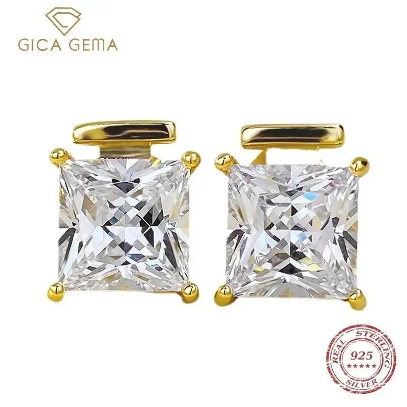 Серьги Gica Gema 8*8 мм с высокоуглеродистыми бриллиантами, стерлинговое серебро 925 пробы, позолоченные квадратные серьги принцессы, обручальные свадебные украшения 
Серьги Gica Gema 8*8 мм с высокоуглеродистыми бриллиантами, стерлинговое серебро 925 пробы, позолоченные квадратные серьги принцессы, обручальные свадебные украшения