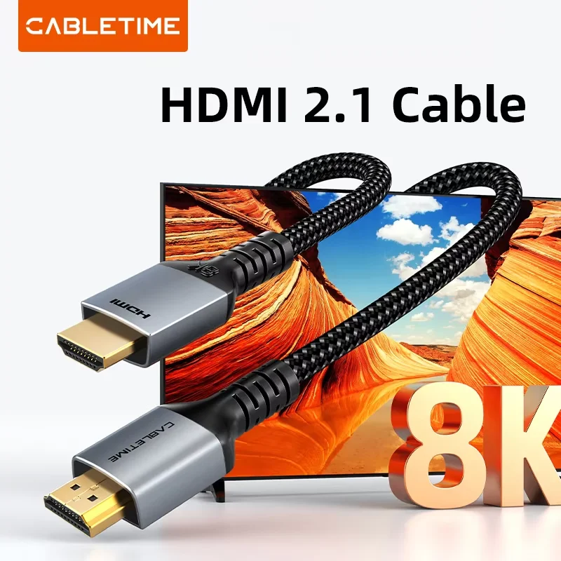 CABLETIME 8K HDMI Cable 48Gbps Ultra High Speed Certified HDMI-Compatible 2.1 for PS5 Xiaomi TV Box 8K/60Hz 4K/120Hz Support
CABLETIME 8K HDMI Cable 48Gbps Ultra High Speed Certified HDMI-Compatible 2.1 for PS5 Xiaomi TV Box 8K/60Hz 4K/120Hz Support