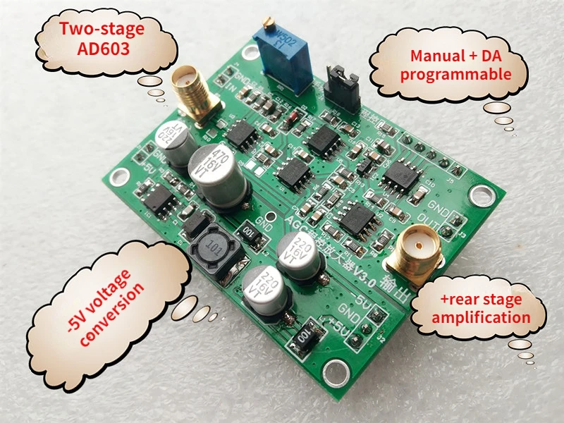 Автоматический усилитель управления усилением AGC Module AD603, руководство и управление программами для регулировки амплитуды на выходе, полосы пропускания 20 м
Автоматический усилитель управления усилением AGC Module AD603, руководство и управление программами для регулировки амплитуды на выходе, полосы пропускания 20 м