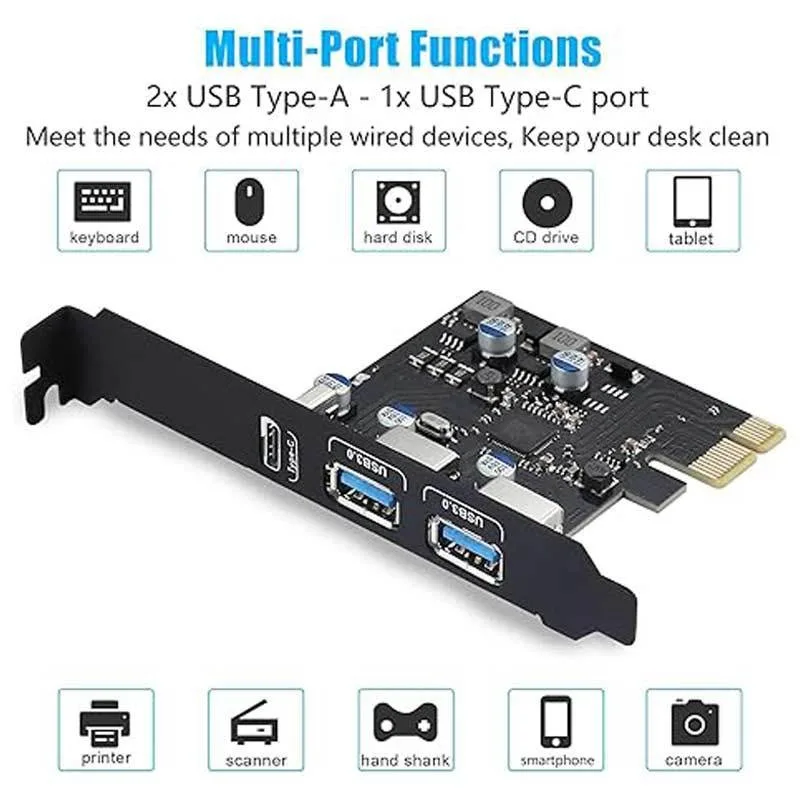 Q5WA 3 Port USB PCIe Expansion Card, 18W Power Delivery Expands Connection
Q5WA 3 Port USB PCIe Expansion Card, 18W Power Delivery Expands Connection